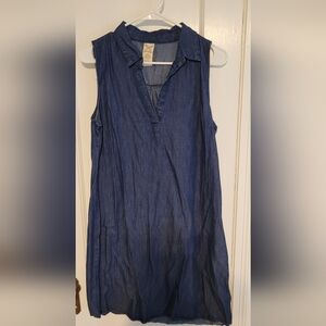 Faded Glory Dark Wash Denim Chambray Sleeveless Tank Dress, Sz 12/14